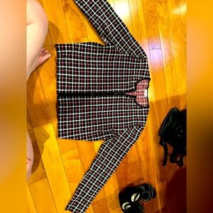 Checkered Tartan Zip Cardigan from Akris size 10